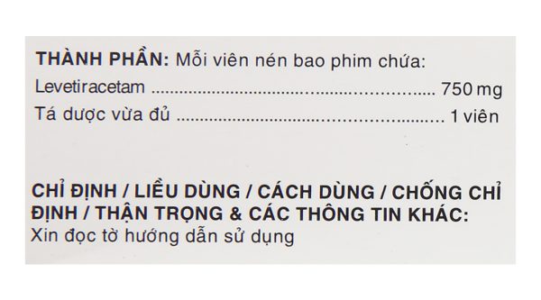 Levetral-750 trị động kinh (6 vỉ x 10 viên)