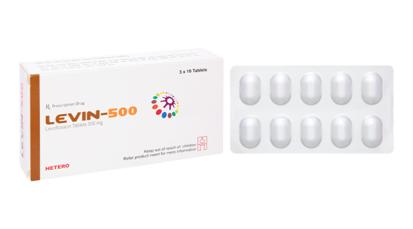 Levin-500 điều trị nhiễm khuẩn nhẹ, vừa hoặc nặng (3 vỉ x 10 viên)