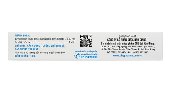 Levodhg 500 điều trị nhiễm khuẩn (3 vỉ x 10 viên)