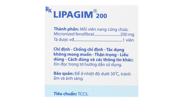 Lipagim 200 trị tăng mỡ máu như tăng Triglycerid, tăng Lipid hỗn hợp (3 vỉ x 10 viên)