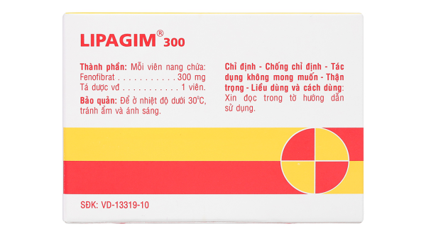 Lipagim 300 điều trị rối loạn mỡ máu, rối loạn Lipoprotein máu (3 vỉ x 10 viên)