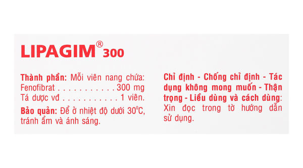 Lipagim 300 điều trị rối loạn mỡ máu, rối loạn Lipoprotein máu (3 vỉ x 10 viên)