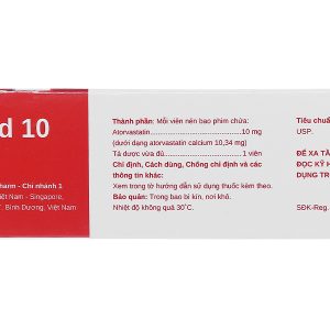 Lipistad 10 trị rối loạn mỡ máu (3 vỉ x 10 viên)