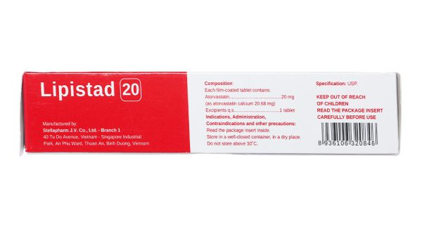 Lipistad 20 trị rối loạn mỡ máu (3 vỉ x 10 viên)