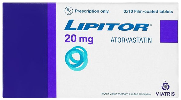 Lipitor 20mg trị rối loạn mỡ máu (3 vỉ x 10 viên)
