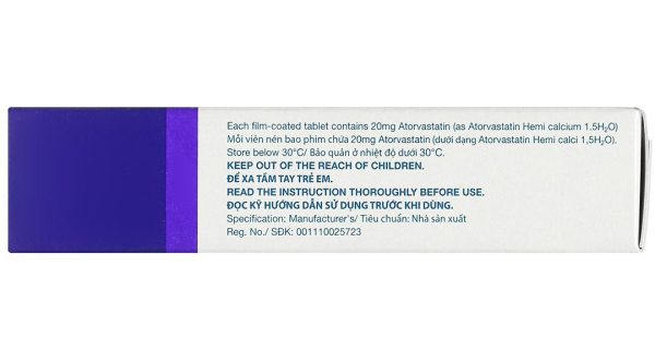 Lipitor 20mg trị rối loạn mỡ máu (3 vỉ x 10 viên)