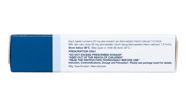 Lipitor 20mg trị rối loạn mỡ máu (3 vỉ x 10 viên)