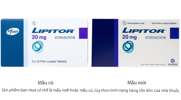Lipitor 20mg trị rối loạn mỡ máu (3 vỉ x 10 viên)