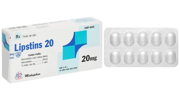 Lipstins 20 trị tăng cholesterol máu và dự phòng biến chứng tim mạch (3 vỉ x 10 viên)