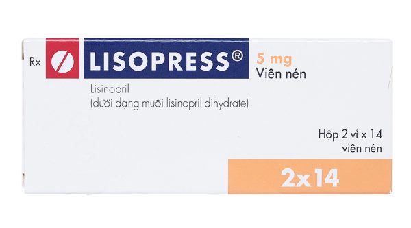 Lisopress 5mg trị tăng huyết áp, suy tim (2 vỉ x 14 viên)