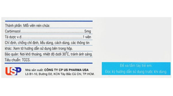 Lomazole 5mg trị cường giáp, xạ trị iod (10 vỉ x 10 viên)