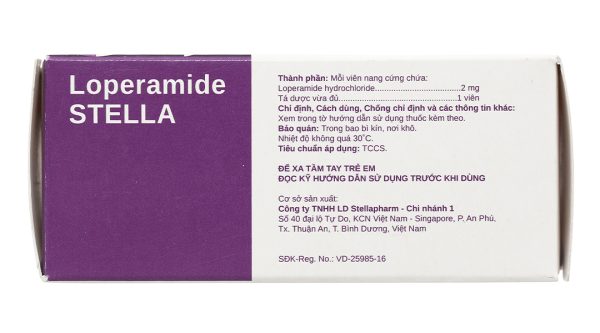 Loperamide Stella 2mg trị tiêu chảy (5 vỉ x 10 viên)