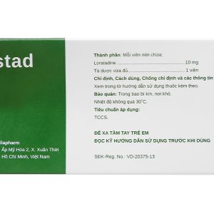 Lorastad 10mg giúp giảm các triệu chứng dị ứng (10 vỉ x 10 viên)