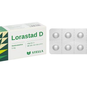 Lorastad D 5mg giảm triệu chứng viêm mũi dị ứng, mày đay (3 vỉ x 10 viên)