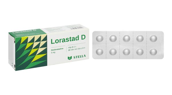 Lorastad D 5mg giảm triệu chứng viêm mũi dị ứng, mày đay (3 vỉ x 10 viên)