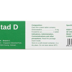 Lorastad D 5mg giảm triệu chứng viêm mũi dị ứng, mày đay (3 vỉ x 10 viên)