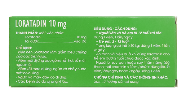 Loratadin 10mg Traphaco trị viêm mũi dị ứng, mày đay (1 vỉ x 10 viên)