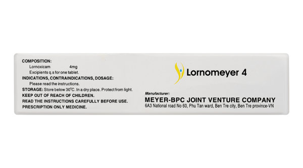 Lornomeyer 4 giảm đau, kháng viêm xương khớp (3 vỉ x 10 viên)