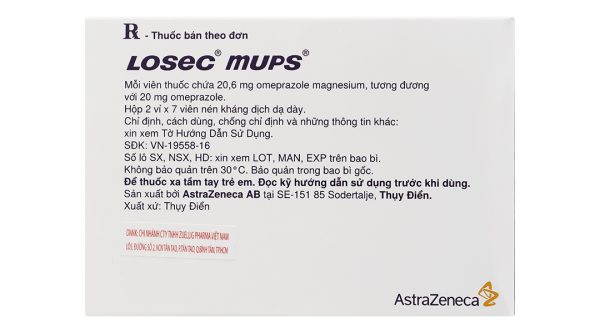 Losec Mups 20mg trị trào ngược dạ dày, thực quản (2 vỉ x 7 viên)