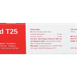 Lostad T25 trị tăng huyết áp, suy tim, nhồi máu cơ tim (3 vỉ x 10 viên)