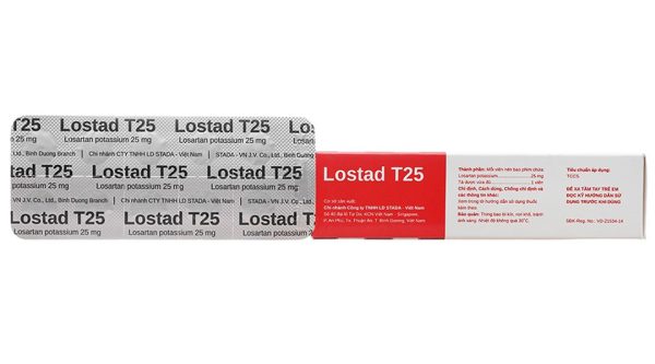 Lostad T25 trị tăng huyết áp, suy tim, nhồi máu cơ tim (3 vỉ x 10 viên)