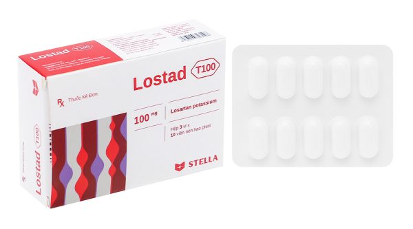 Lostad T100 trị tăng huyết áp và suy tim mạn tính (3 vỉ x 10 viên)