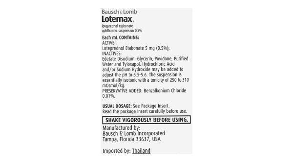 Hỗn dịch nhỏ mắt Lotemax 0.5% trị viêm kết mạc mí mắt, viêm giác mạc 5ml