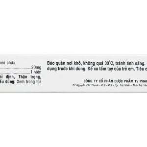 Lovastatin TV Pharm 20mg phòng ngừa biến cố tim mạch, rối loạn lipid (3 vỉ x 10 viên)