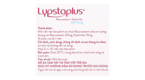 Lypstaplus 20/10mg điều trị tăng cholesterol máu nguyên phát (3 vỉ x 10 viên)