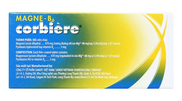 Magne B6 Corbière trị thiếu Magnesi và vitamin B6 (5 vỉ x 10 viên)