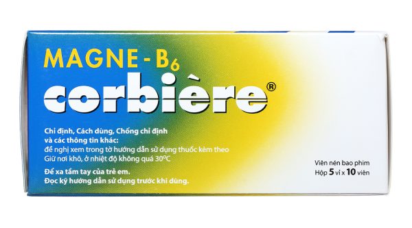 Magne B6 Corbière trị thiếu Magnesi và vitamin B6 (5 vỉ x 10 viên)