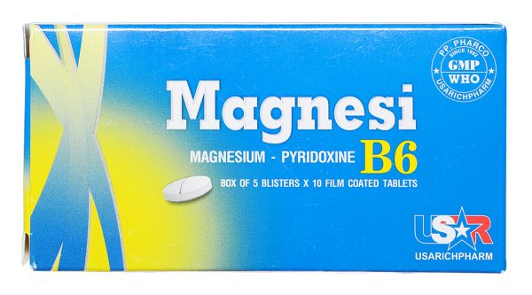 Magnesi B6 Phong Phú trị thiếu magie, giảm lo âu, căng thẳng (5 vỉ x 10 viên)