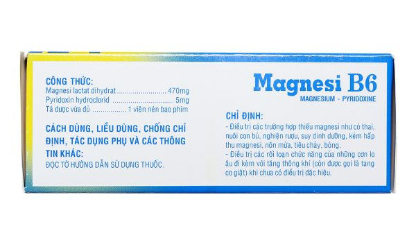 Magnesi B6 Phong Phú trị thiếu magie, giảm lo âu, căng thẳng (5 vỉ x 10 viên)