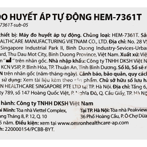 Máy đo huyết áp bắp tay Omron Hem- 7361T