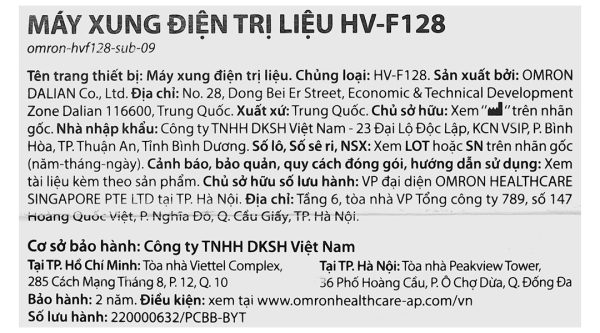 Máy xung điện trị liệu Omron HV-F128