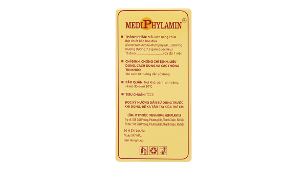 Mediphylamin 500mg giúp bồi bổ cơ thể, tăng cường sinh lực (10 vỉ x 10 viên)