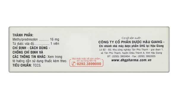 Medlon 16 điều trị rối loạn nội tiết, rối loạn thấp khớp (3 vỉ x 10 viên)