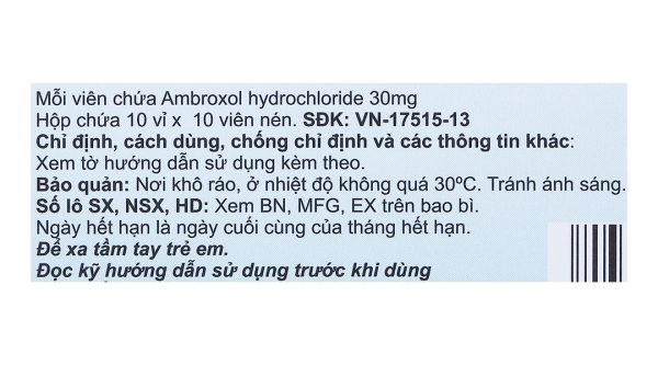 Medovent 30mg trị triệu chứng bệnh phế quản - phổi cấp và mạn tính (10 vỉ x 10 viên)