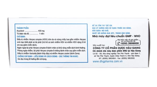 Medskin Clovir 400 phòng và trị nhiễm Herpes simplex (6 vỉ x 10 viên)