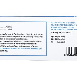 Medskin Clovir 400 phòng và trị nhiễm Herpes simplex (6 vỉ x 10 viên)