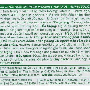Hotchland Optimum Vitamin E 400IU hạn chế lão hóa hộp 60 viên