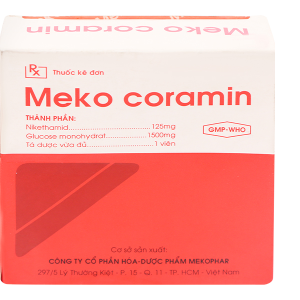 Viên ngậm Meko Coramin trị suy hô hấp, suy tuần hoàn (5 vỉ x 4 viên)