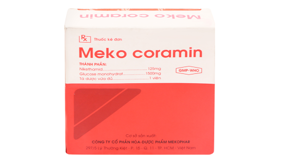 Viên ngậm Meko Coramin trị suy hô hấp, suy tuần hoàn (5 vỉ x 4 viên)