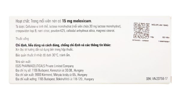 Meloflam 15mg giảm đau, kháng viêm xương khớp (2 vỉ x 10 viên)