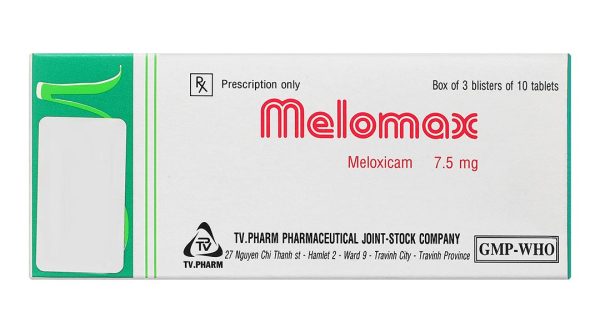 Melomax TV.Pharm 7.5mg điều trị thoái hóa khớp, viêm cột sống (3 vỉ x 10 viên)