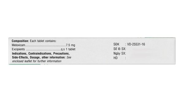Melomax TV.Pharm 7.5mg điều trị thoái hóa khớp, viêm cột sống (3 vỉ x 10 viên)