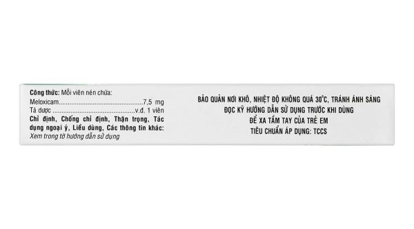 Melomax TV.Pharm 7.5mg điều trị thoái hóa khớp, viêm cột sống (3 vỉ x 10 viên)