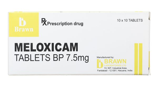 Meloxicam Brawn 7.5mg giảm đau, kháng viêm xương khớp (10 vỉ x 10 viên)