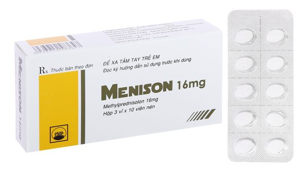 Menison 16mg thuốc kháng viêm, ức chế miễn dịch (3 vỉ x 10 viên)