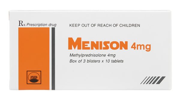 Menison 4mg trị các bệnh liên quan đến viêm khớp dạng thấp, dị ứng (3 vỉ x 10 viên)